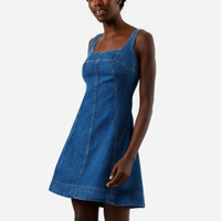 Vestido curto feminino jeans com recortes azul