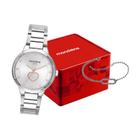 Kit relógio feminino mondaine analógico 32684l0mvne2kc prateado