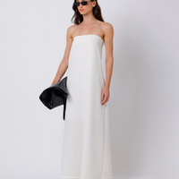 Vestido midi sem alça feminino com fenda mindset branco