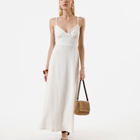Vestido longo alça fina feminino de laise off white