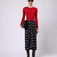 Saia midi feminina com prega xadrez mindset colorida