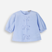 Bata infantil com lacinhos listrada azul