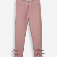 Calça legging infantil com lacinhos na barra rosa