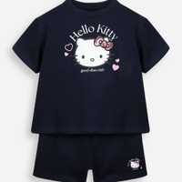 Conjunto curto infantil de algodão hello kitty azul