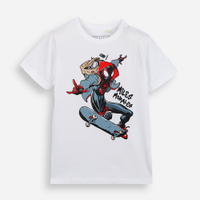 Camiseta infantil de algodão homem aranha off white