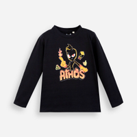 Camiseta infantil com algodão manga longa athos minecraft preta