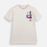 Camiseta infantil de algodão manga curta mario bros bege