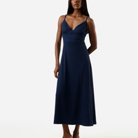 Vestido midi alça fina feminino texturizado azul