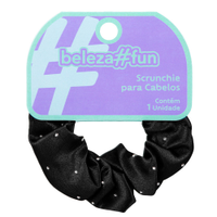 Elástico de cabelo scrunchie com strass preto