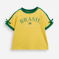 Blusa baby look infantil de algodão manga curta brasil amarela