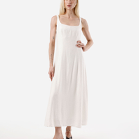 Vestido midi evasê feminino com viscose e recortes off white