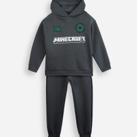 Conjunto infantil de moletom com capuz minecraft cinza