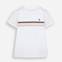 Camiseta infantil de algodão com listras off white
