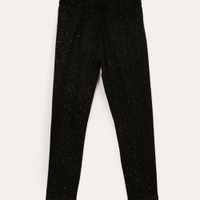 Calça legging infantil com glitter cinza - preto