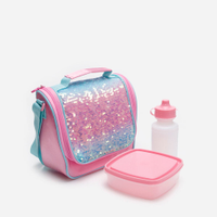 Lancheira infantil de paetê rosa