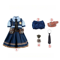 New Cosplay Costume Rabbit Officer Long Sleeve Dress Hat Tie Set Lolita Theme Party Role Playing Outfits for 3-14 Years Old