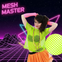 Women's 80s Fluorescent Fishnet Mesh T-Shirt Carnival Prom Party Top