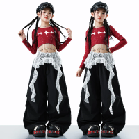 Stylish Teen Girls Hiphop Fashion Top And Trousers Set Streetwear Kids Children Jazz Dance Costume Hip Hop Performance Clothing