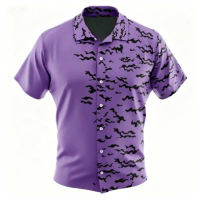 2026 Men's Summer Casual Collar Shirt Anime Short Sleeved Shirt Loose Casual Half Sleeved Shirt