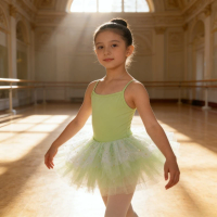 Girls Star Print Mesh Ballet Dress Princess Performance Outfit Spring Summer