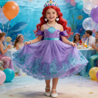 Little Mermaid Costume For Girls Purple Kids Mermaid Cosplay Costume Girls Carnival Birthday Prom Gown Girls Party Dresses