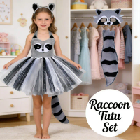 Childrens Raccoon Costume Animal Role-Play Outfit Stage Performance Childrens Day Activity Costume for Kids