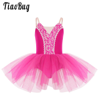 Kids Girls Ballet Dance Tutu Sleeveless Leotards Tulle Skirted Dress Ballerina Gymnastics Skating Stage Performance Dancewear