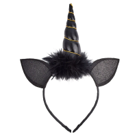 Retro Black Feather Unicorn Headdress Elegant Hair Hoop Stylish Costume Accessory for Halloween Dress Up Birthday Themed Events