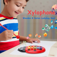 Ladybug Glockenspiel Xylophone with Mallet Percussion Musical Instrument Educational Musical Toy 8 Notes for Kids and Toddlers