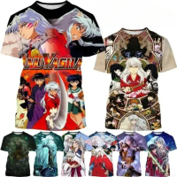 Summer Anime Inuyasha 3D Printing Personalized T-shirt Men and Women Japanese Harajuku Style Casual Round Neck Short-sleeved