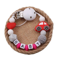 Cartoon Baby Pacifier Clips Chain Customized English Name Beads Teether Toys Dummy Holder