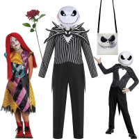Halloween Jack Skellington Sally Cosplay Costume for Girls Boys The Nightmare Before Xmas Dress up Kids Classic Sally&Jack Frock