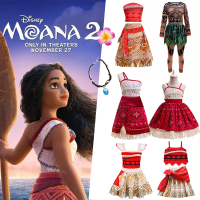 Girls Disney Moana Princess Dress for Kid Halloween Cosplay Vaiana Costume Children Birthday Party Headwear Flower Clothes Set