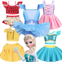 Girls Disney Princess Theme Swimsuit Set for Summer Beachwear Pool Party Kids Jasmine Elsa Rapunzel Belle Swimwear Bathing Suits