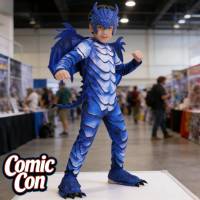 Kids Dragon Costume Ice Dragon Knight Cosplay Outfit Dinosaur Role Play Set For Stage Performance Festival Show