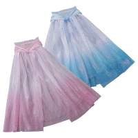 Children's Halloween Princess Elsa Cape Costume For Girls Star Print Shawl Clothes Baby Kids Snow Gradient Style Hooded Cloaks