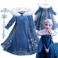 Girls Cosplay Disney Frozen Elsa Princess Dress Children Dress Up Winter Snow Queen Costume Kid Carnival Birthday Party Apparel