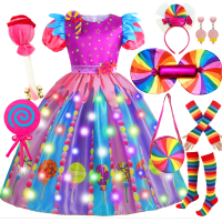 Purim Festival Kids Sweet Lollipop Candy Dress Girls Carnival Party Halloween Birthday Costumes Fancy Children Wedding Clothing