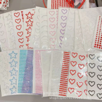 Self Adhesive Diamond Star Heart Rhinestone Stickers Continuous Sparkle Face Gems for Concert Makeup Nose Bridge Scrapbook