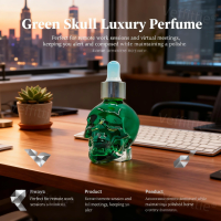 Wild Alpine Crisp Eau De Parfum , Invigorating Spicy Woody Notes, Green Skull Bottle, Outdoor Adventure Wear, Rugged Nature Vibe