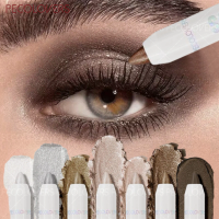 1 Pcs Single Color Fine Shimmer Eyeshadow Stick, Brighten Ash Brown, Travel Size, High Pigmented Sweatproof Long-Wear