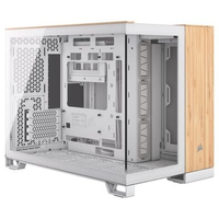 Gabinete Gamer Corsair 2500X Mid Tower, M-ATX, Lateral em Vidro temperado, Sem FANs, Branco e Madeira - CC-9011288-WW