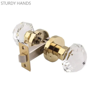 Crystal Glass Globe Handle Lock Light Luxury Keyless Bathroom Door Lock Indoor Mute Single Tongue Door Locks Household Hardware