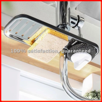 Longer Version Kitchen Faucet Stainless Steel Sponge Holder Sink Faucet Organizers Soap Dish Rack-A63M