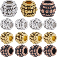 1 Box 150Pcs Silver Large Hole Spacer Bead Gold European Rondelle Beads Bulk Antique Bronze Alloy Column Barrel Tube