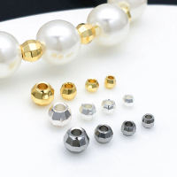 30pcs 2/2.5/3/4mm 18K Gold Plated Shiny Faceted Round Ball Beads Spacer Beads Bracelets Separator Beads For DIY Jewelry Making