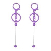 2pcs Beadable Keychains Colorful Metal Lobster Clasp Keyring Pendant For Making Jewelry DIY Keychain Bags Decoration Accessories