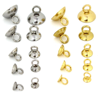 20Pcs 4/5/6/8/10mm Stainless Steel Beads End Caps Clasp Pendant Charms Connectors for DIY Jewelry Making Findings Accessories