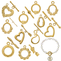 5 Sets Stainless Steel Toggle Clasp T-bar Closure Ring Fastener Hook End Connectors for DIY Necklace Bracelet Jewelry Making