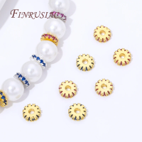 5mm 18K Gold Plated Round Flat Beads For DIY Necklaces,Brass Zircon Spacer Bead For Jewelry Making,Metal Separator Beads
